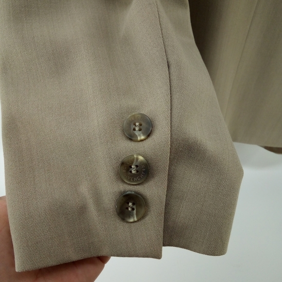 Selection de Givenchy Shearing Wool Tan Plus Size 24W Suit Jacket Skirt Vented - Picture 14 of 16